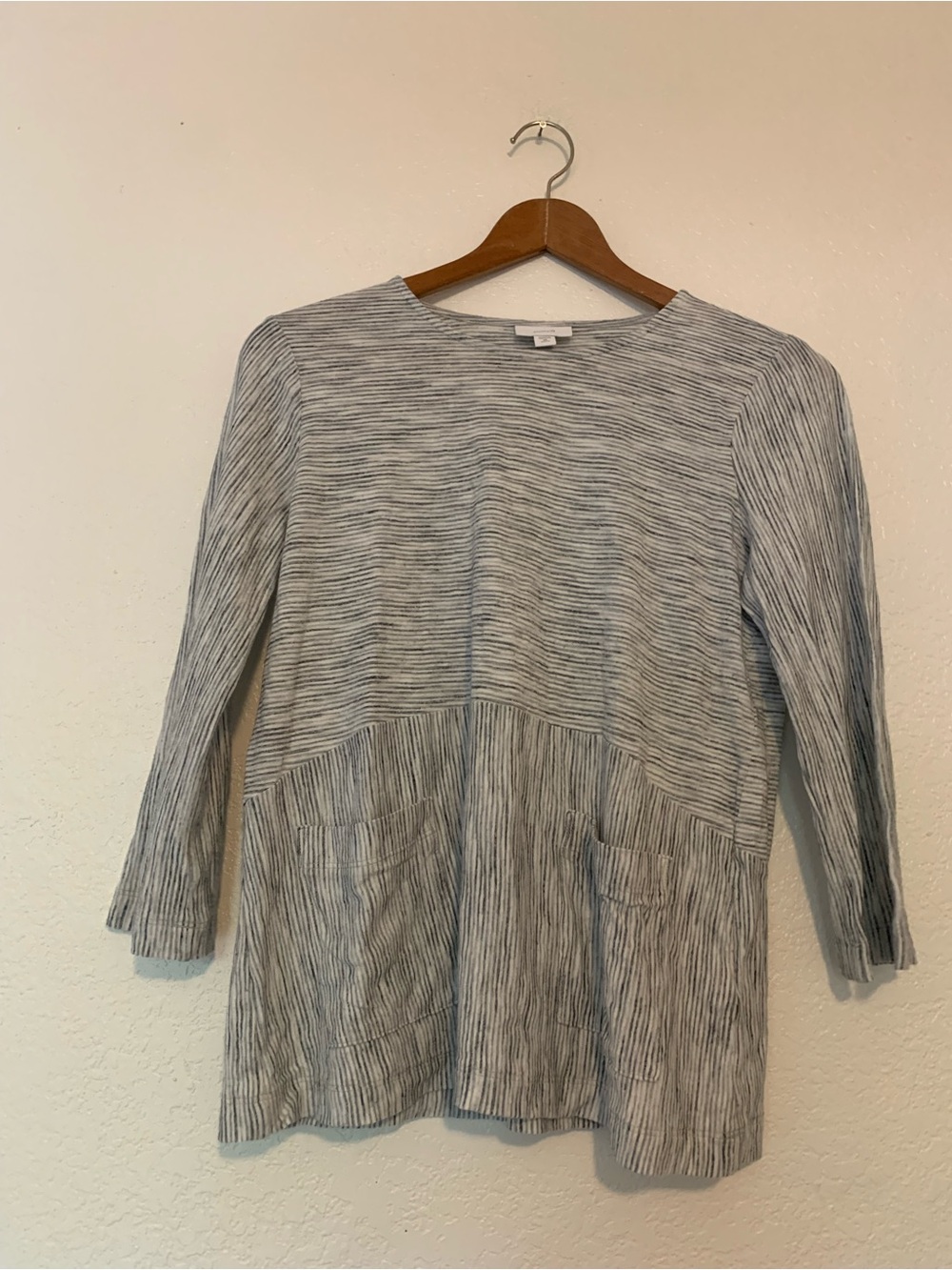 J. Jill Gray & White Striped Long Sleeve Tunic Cotton Rayon Blend | XS